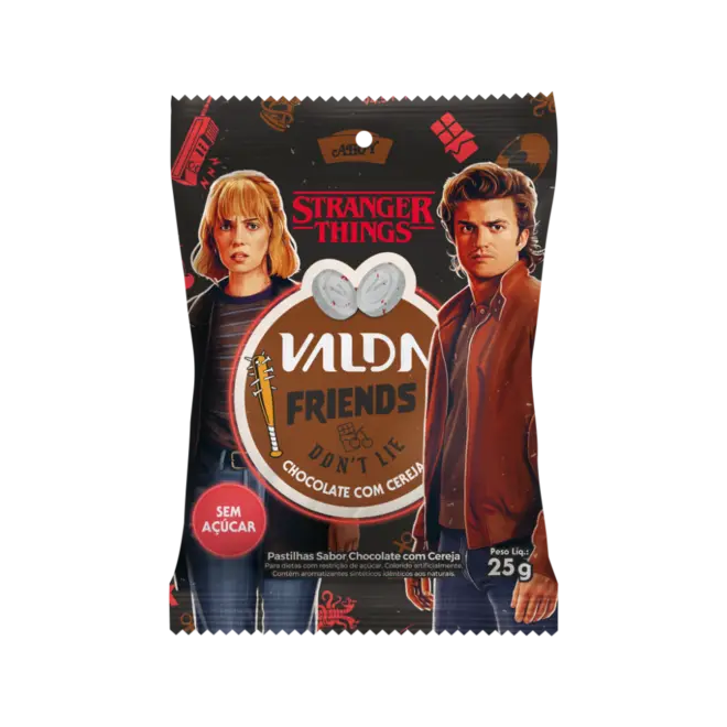 Valda Stranger Things Chocolate E Cereja 25g