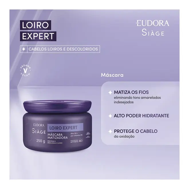 Mascára Tratamento Siage Loiro Expert Desamarelador 250G Eudora