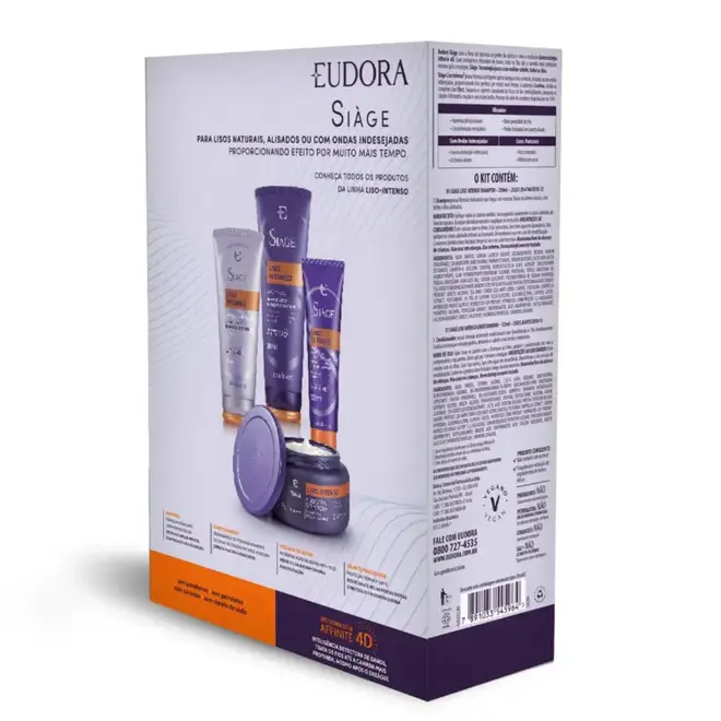 Kit Siage Liso Intenso Shampoo 250Ml+Condicionador 125Ml Eudora