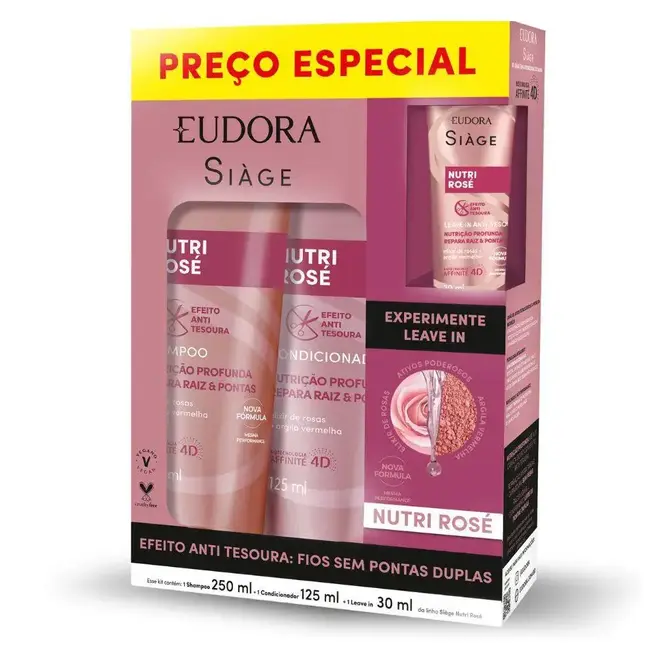 Kit Siàge Nutri Rosé Shampoo 250ml + Condicionador 125ml + Leave-In 30ml