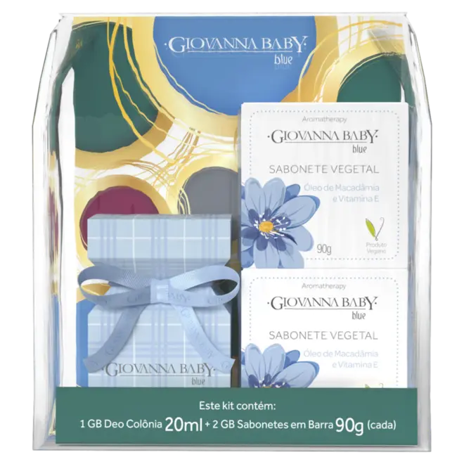 Kit Giovanna Baby Colônia 20ml + 2 Sabonetes Vegetais 90g Blue