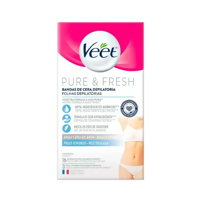 Folha Depilatória Axilas e Virilhas Veet Pure & Fresh 16 unidades