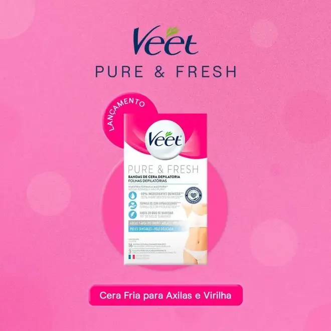 Folha Depilatória Axilas e Virilhas Veet Pure & Fresh 16 unidades