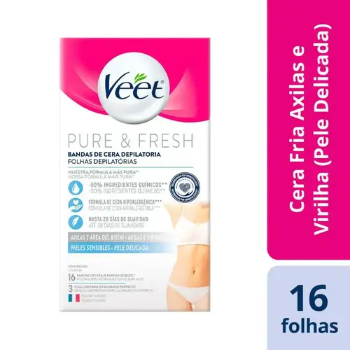Folha Depilatória Axilas e Virilhas Veet Pure & Fresh 16 unidades