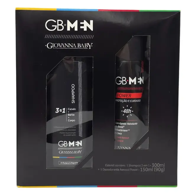 Kit Giovanna Baby Shampoo 3 em 1 300Ml + Desodorante Aerossol Power 150Ml / 90G Men