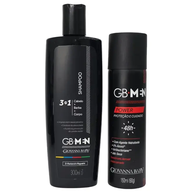 Kit Giovanna Baby Shampoo 3 em 1 300Ml + Desodorante Aerossol Power 150Ml / 90G Men