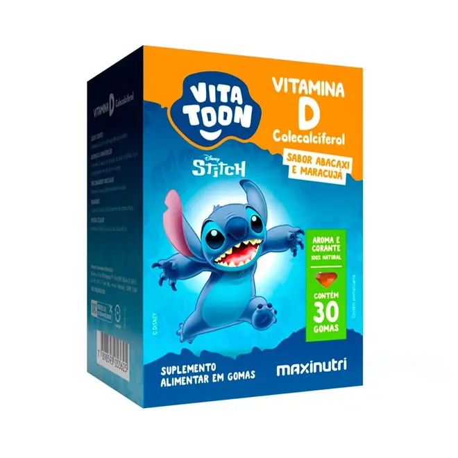 Vitatoon Stitch Vitamina D Abacaxi e Maracuja C/30 Unidades