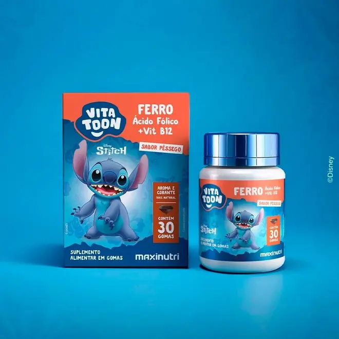 Vitatoon Stitch Ferro + Vitamina B12 Pêssego C/30 Unidades