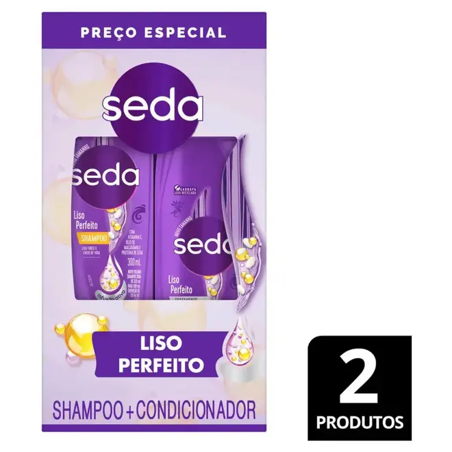 Kit Seda Liso Perfeito Shampoo 300 mL + Condicionador 190 mL