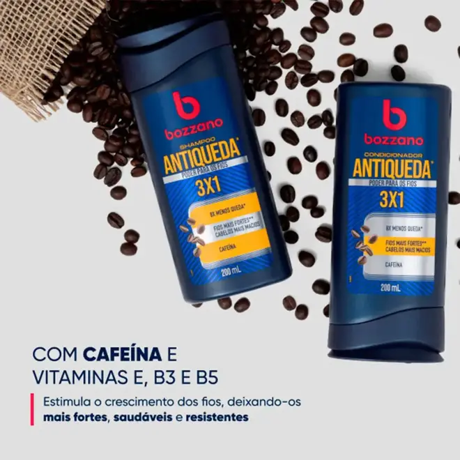 Kit Bozzano Antiqueda 3 em 1 Shampoo 325ml + Condicionador 200m