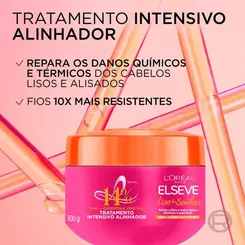 Creme de Tratamento Intensivo Alinhador Elseve Liso dos Sonhos Máscara Alisante de Longa Duração 300g