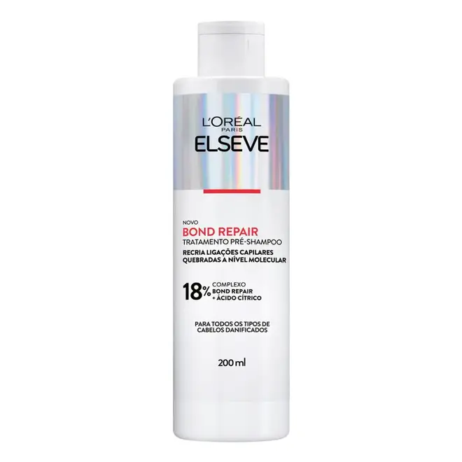 Pré-Shampoo Elseve Bond Repair Tratamento para Cabelos Danificados Reparação Molecular com 18% de Ácido Cítrico 200ml