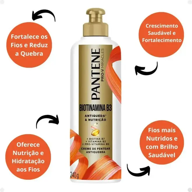 Creme de Pentear Pantene Pro-v Biotinamina B3 Antiqueda e Nutrição 240g