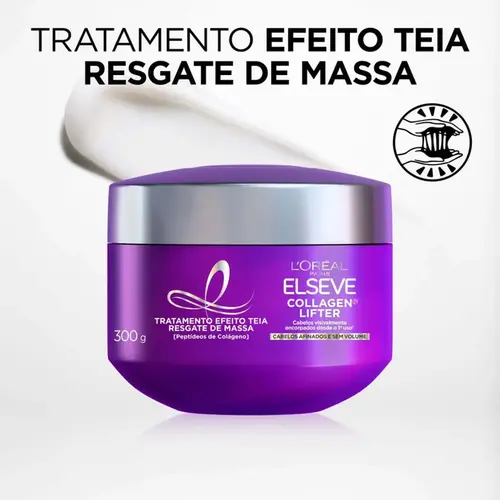 Máscara de Tratamento Efeito Teia Resgate de Massa Elseve Collagen Lifter Máscara com Efeito Teia de Colágeno 300g