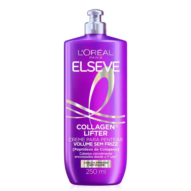 Creme para Pentear Volume Sem Frizz Elseve Colágeno Lifter Definição e Volume com Peptídeos de Colágeno 250ml