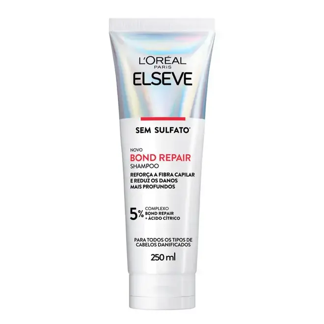 Shampoo Elseve Bond Repair Limpeza Suave Sem Sulfato com Reparação Molecular 250ml