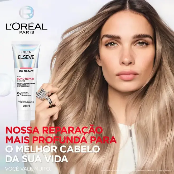 Shampoo Elseve Bond Repair Limpeza Suave Sem Sulfato com Reparação Molecular 250ml