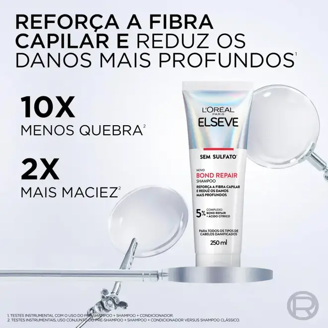 Shampoo Elseve Bond Repair Limpeza Suave Sem Sulfato com Reparação Molecular 250ml