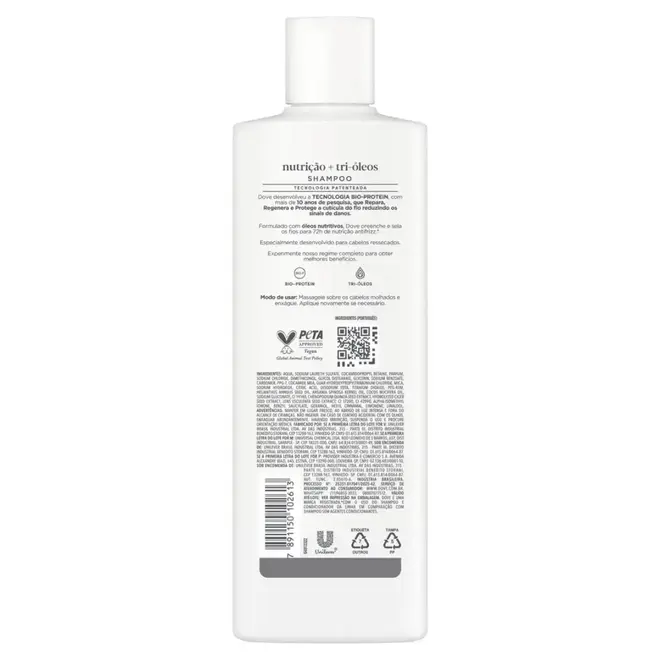 Shampoo Dove Nutrição + Tri-Óleos 370ml