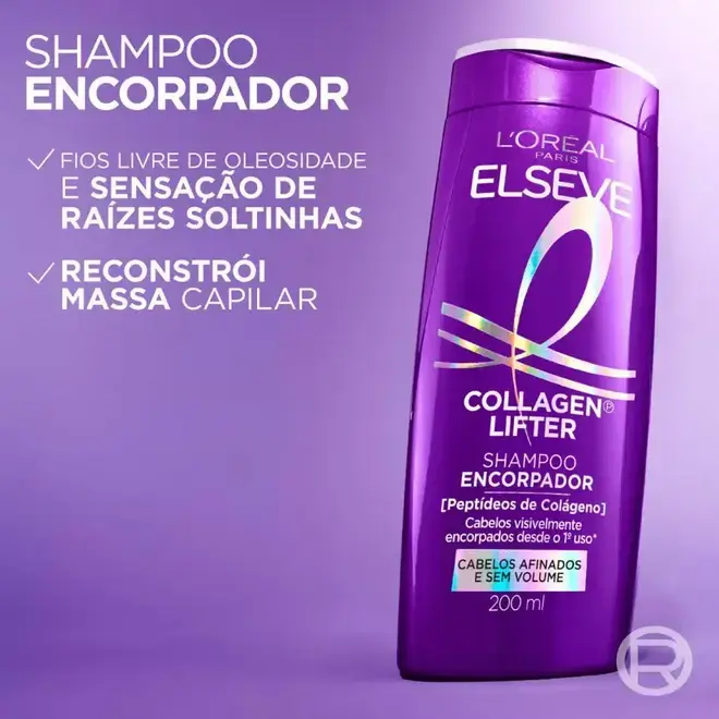 Shampoo Encorpador Elseve Collagen Lifter Shampoo Encorpador com Peptídeos de Colágeno 200ml