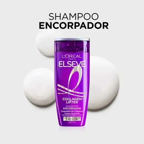 Shampoo Encorpador Elseve Collagen Lifter Shampoo Encorpador com Peptídeos de Colágeno 200ml