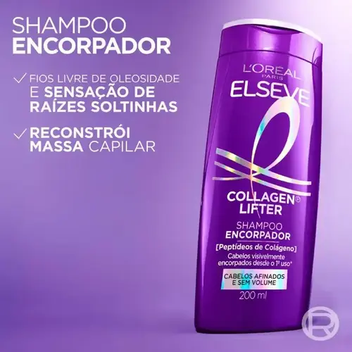 Shampoo Encorpador Elseve Collagen Lifter Shampoo Encorpador com Peptídeos de Colágeno 200ml