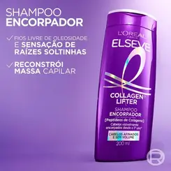 Shampoo Encorpador Elseve Collagen Lifter Shampoo Encorpador com Peptídeos de Colágeno 200ml