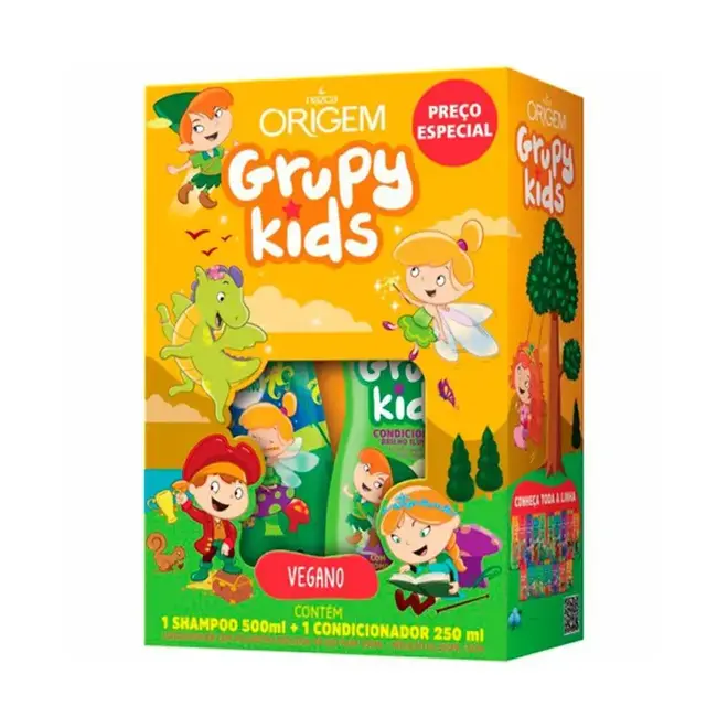 Kit Shampoo e Condicionador Origem Grupy Kids 500ml Mais 250ml