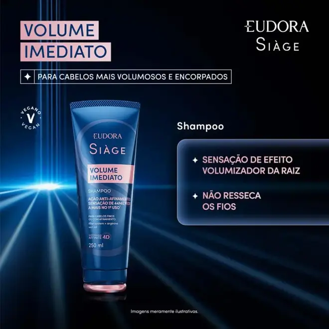 Shampoo Siàge Volume Imediato 250ml Eudor