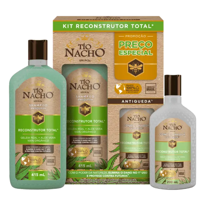 Kit Shampoo 415ml + Condicionador 200ml Tio Nacho Reconstrução
