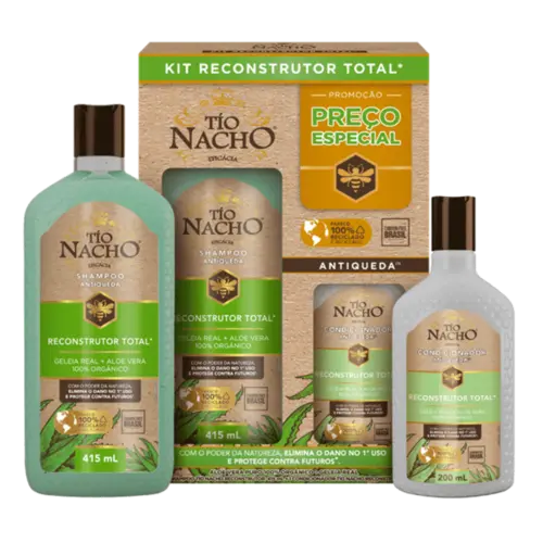 Kit Shampoo 415ml + Condicionador 200ml Tio Nacho Reconstrução