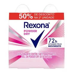 Kit Desodorante Roll-on Rexona Woman Powder 50ml C/2 Unid