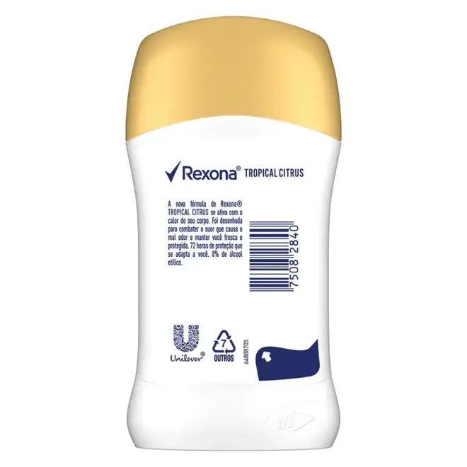 Desodorante Stick Rexona Tropical Citrus 72h 45g.