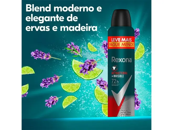 Desodorante Aerosol Rexona Men Antibacterial Invisible 250ml