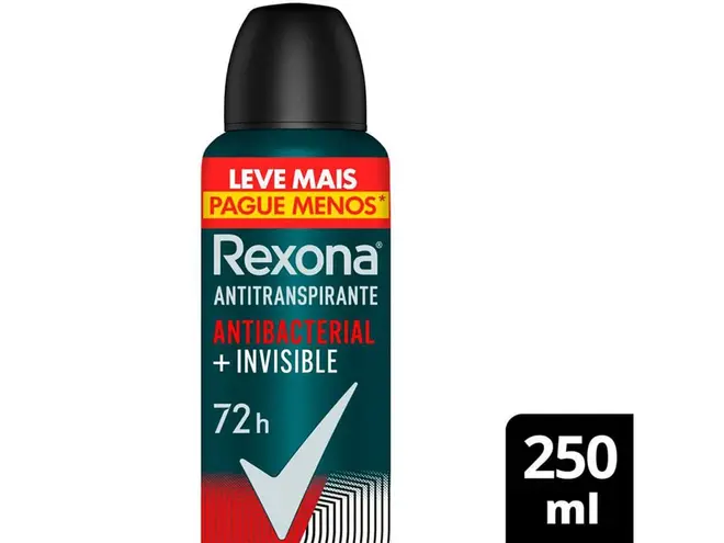 Desodorante Aerosol Rexona Men Antibacterial Invisible 250ml