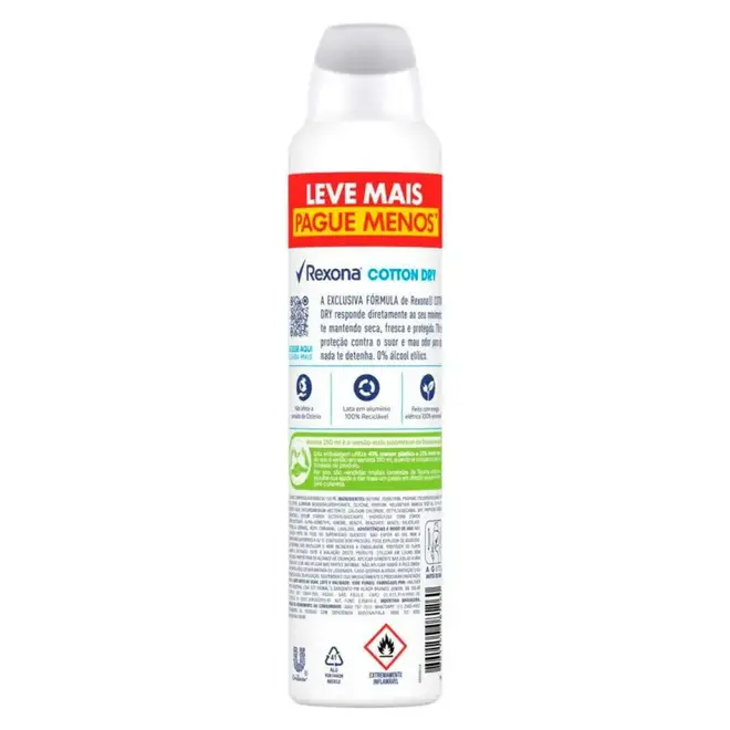 Desodorante Aerosol Rexona Fem Cotton Dry 250ml